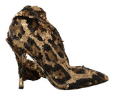 Dolce & Gabbana Gold Leopard Sequins Heels Boots Shoes -   -  Dolce & Gabbana.
